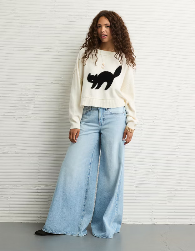 AE Black Cat Halloween Sweater | American Eagle Outfitters (US & CA)