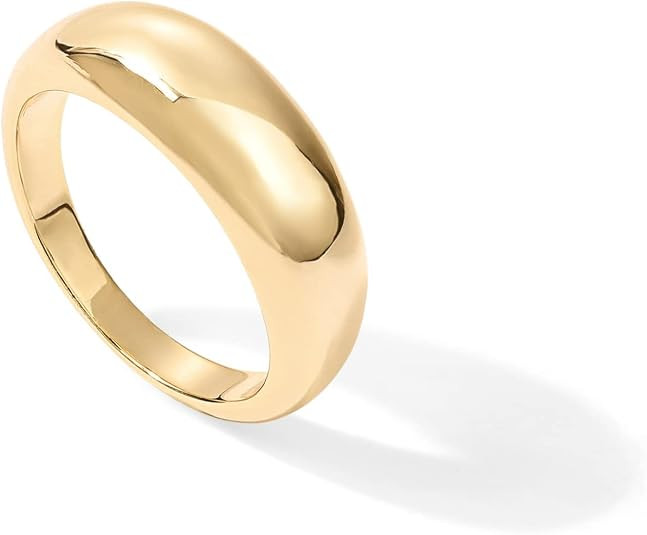 PAVOI 14K Gold Plated Chunky Dome Ring |Puffy Dome Stackable Rings | Chunky Signet Ring for Women | Amazon (US)