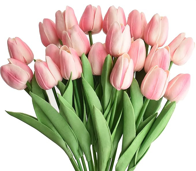 20pcs Artificial Tulips Flowers Fake Faux PU Tulip Bouquet Real Touch Flower Arrangement for Home... | Amazon (US)