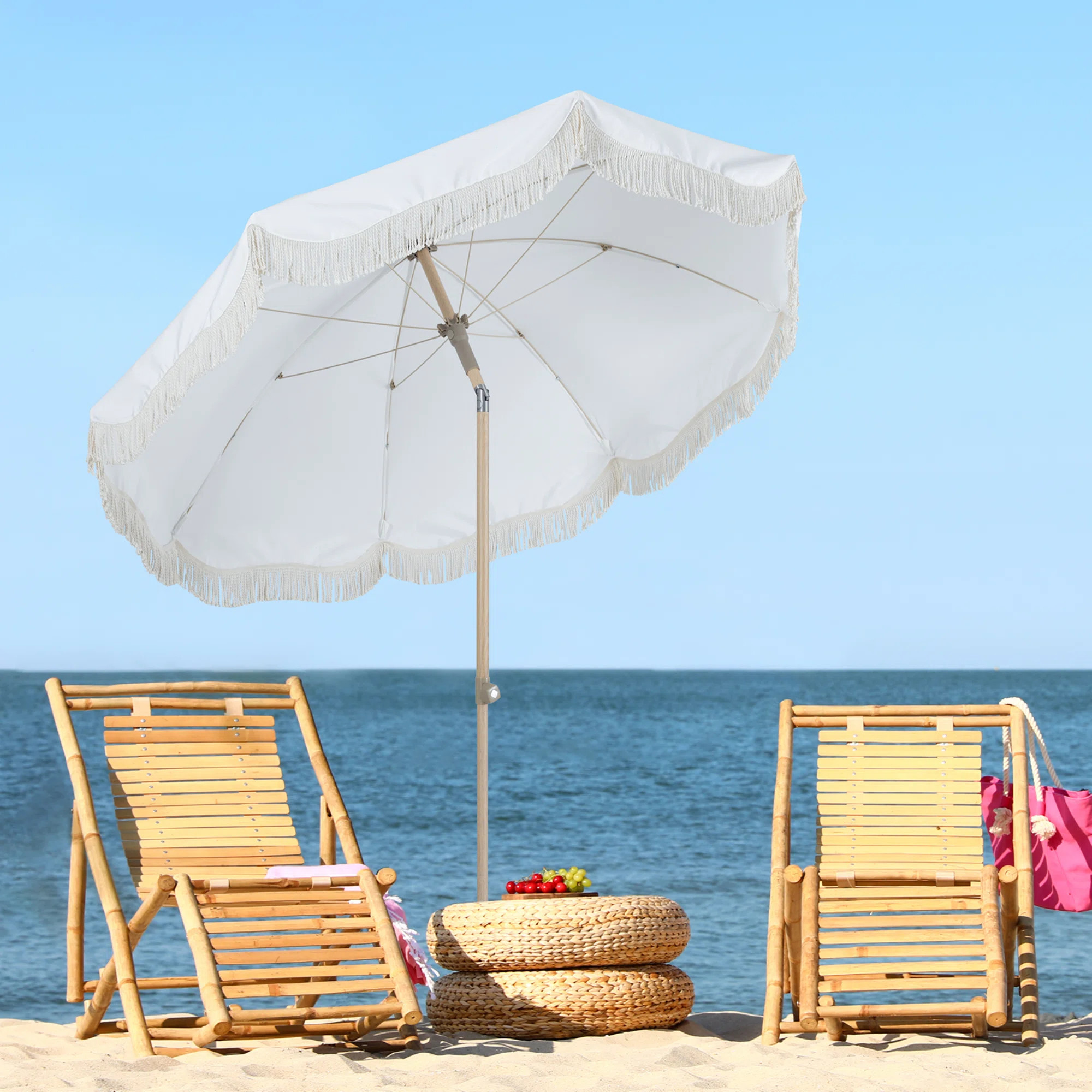 Srinidhi 7 ft Patio Umbrella with Fringe Outdoor Tassel Umbrella | Wayfair North America