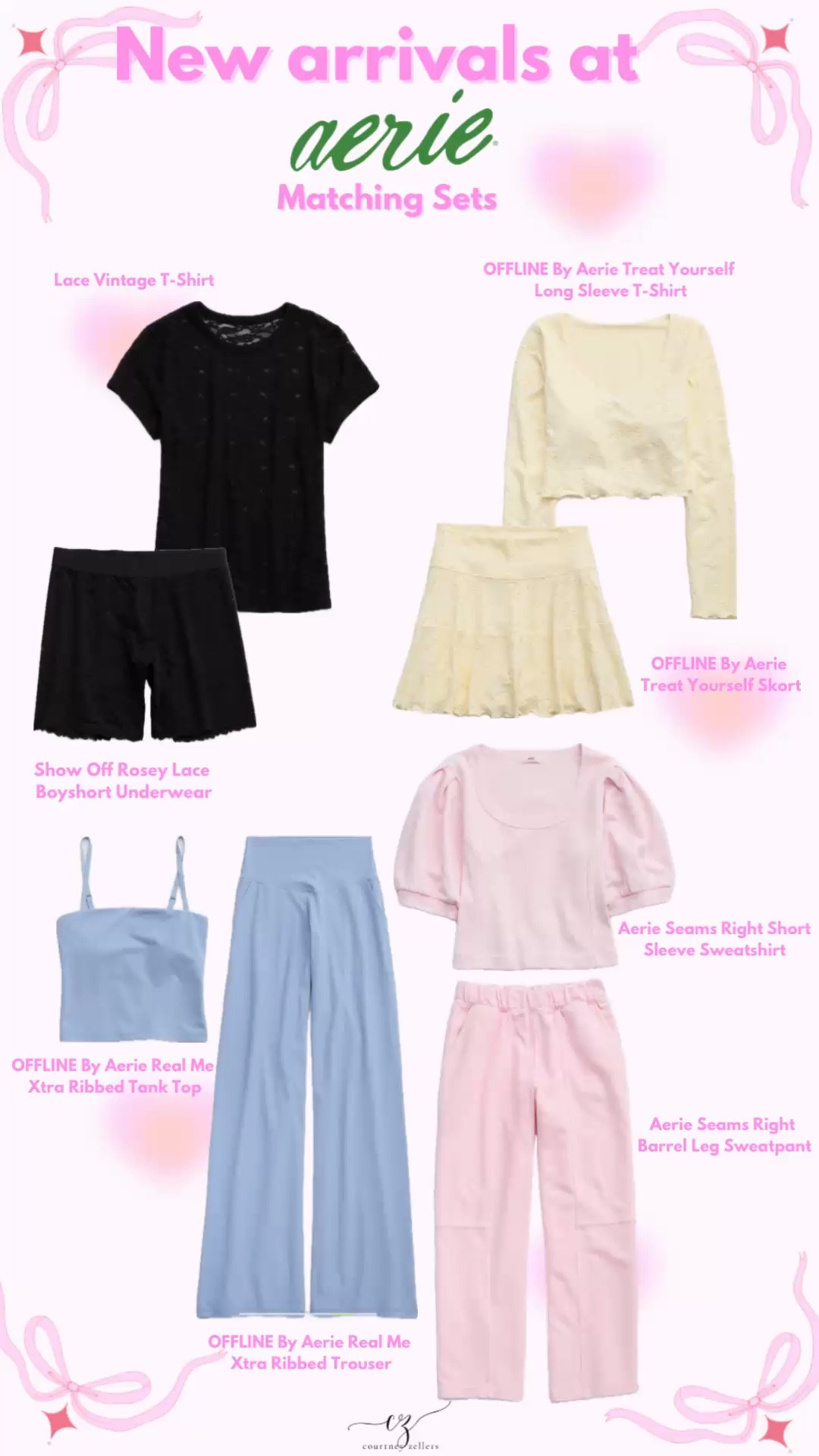 Some of my fave new arrival matching sets from aerie! 
They’re really killing it this year with the pastel / coquette vibes 🤭
Everything is on sale for MLK weekend! 

#LTKU #LTKSaleAlert #LTKFindsUnder100