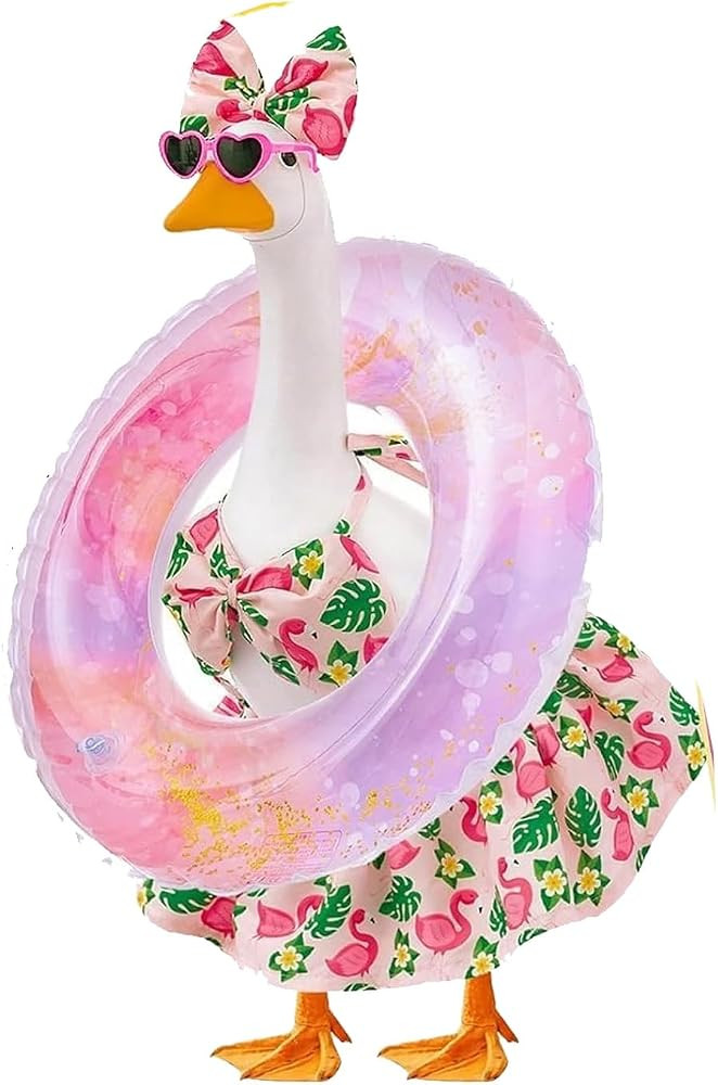 Hawaiian Porch Goose Outfit, Summer Garden Statue Bikini Clothes Set with 3D Bow, Heart Sunglasse... | Amazon (US)