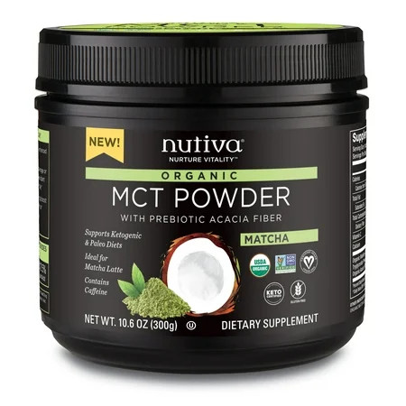 Nutiva Organic MCT Powder with Prebiotic Acacia Fiber, Matcha, 10.6 Ounce | Walmart (US)