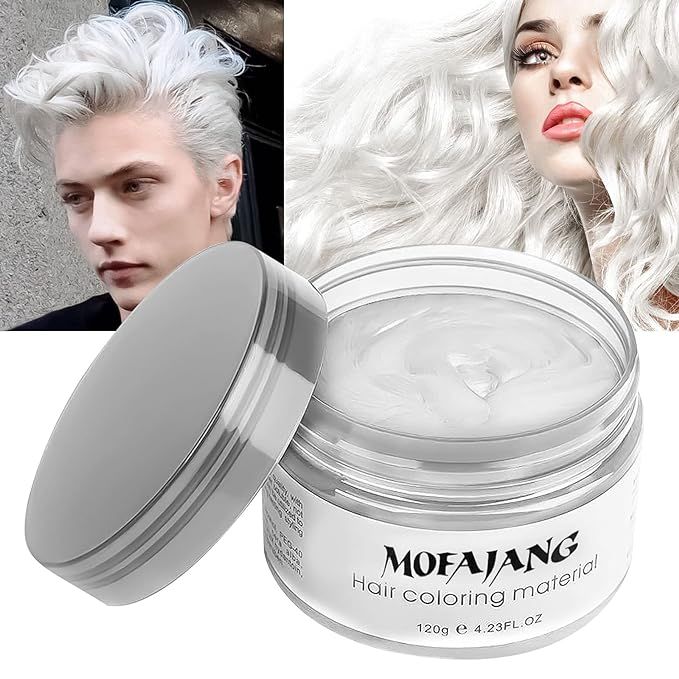 Temporary White Hair Color Wax, EFLY Instant Hairstyle Cream 4.23 oz Hair Pomades Hairstyle Wax f... | Amazon (US)