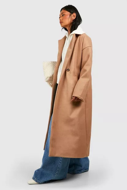 Double Breasted Wool Look Coat | Boohoo.com (UK & IE)