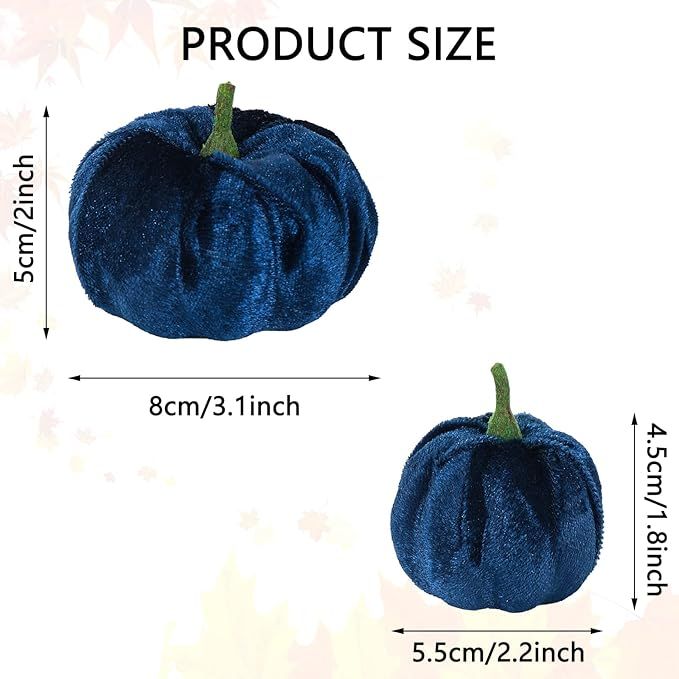 Whaline 12Pcs Fall Velvet Pumpkin Blue White Artificial Pumpkins 2 Sizes Fake Fabric Pumpkin Autu... | Amazon (US)