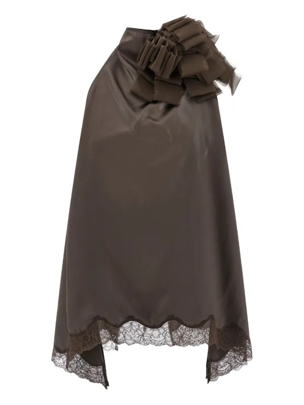 lace-trimmed floral-appliqu\u00e9 blouse | Farfetch Global
