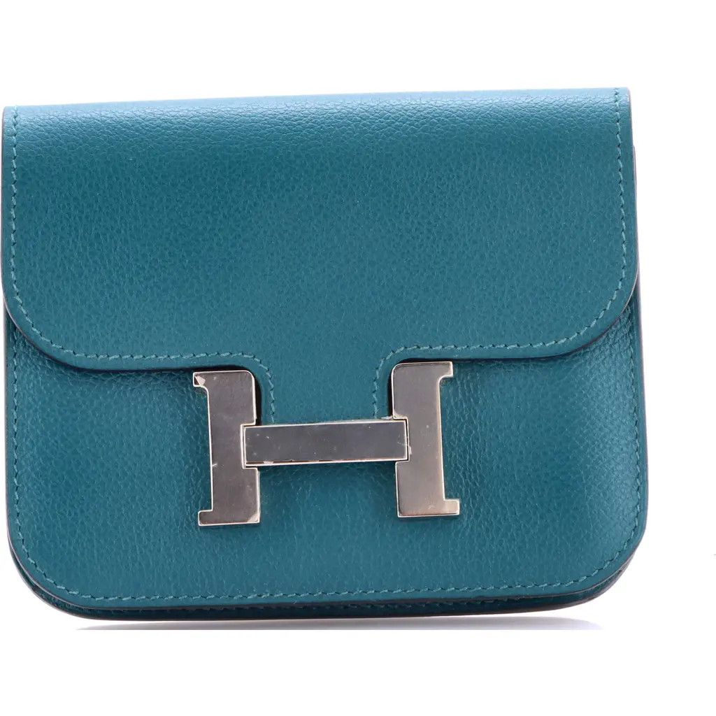 Pre-Owned Hermes Constance Slim Wallet Evercolor in Green at Nordstrom | Nordstrom