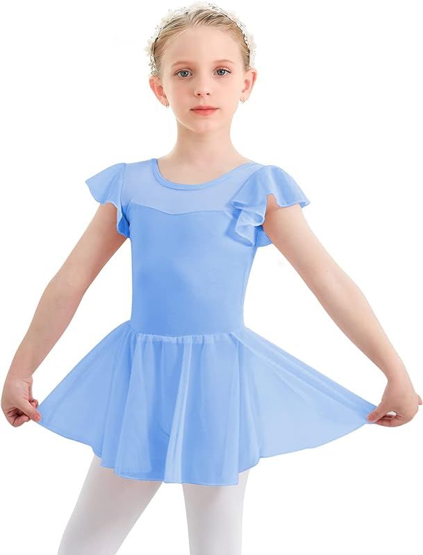 Gorchnc Dance Leotard for Girls Toddler Ballet Leotards with Skirt Flutter Sleeve Ballet Dress Da... | Amazon (US)