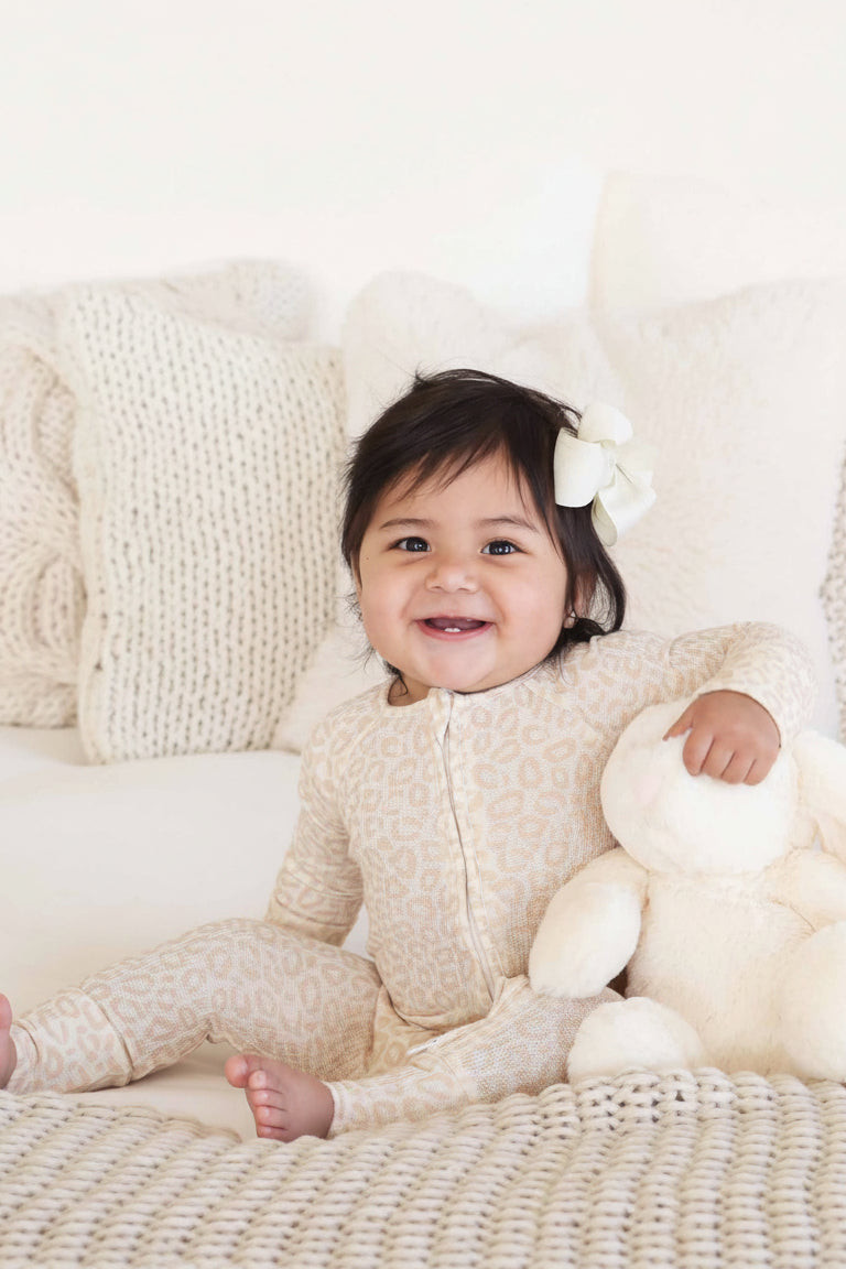 Lovely Leopard Bamboo Waffle Convertible Zip Romper | Caden Lane