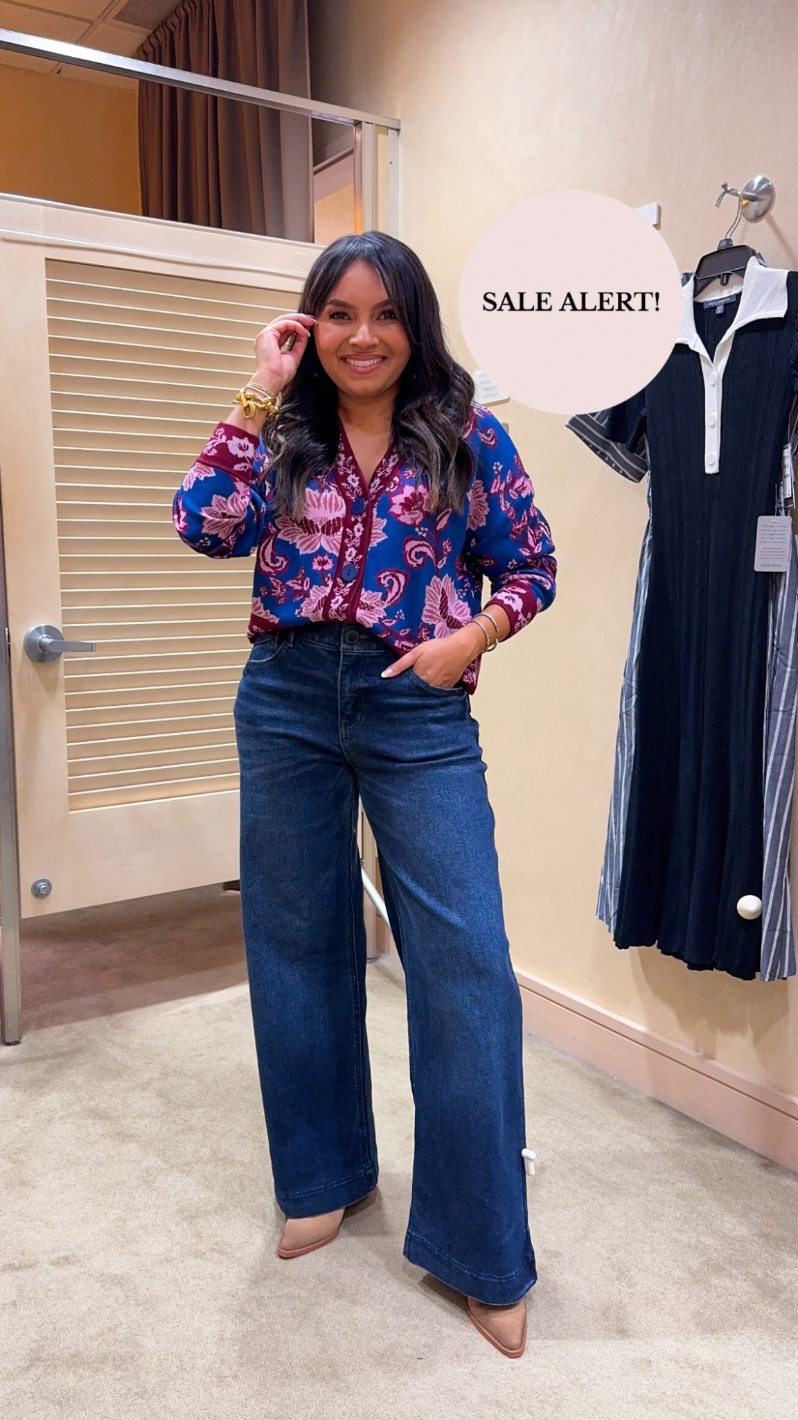 Pink and blue paisley sweater cardigan size xs - I like the fit of the xs but it does come in xxs online! Jeans - I”m wearing size 2 regular here but would definitely need a petite size! I find that flare jeans in this brand run big so I’m ordering a 0 petite 
Boots size 6 - I like to size up a half size in boots so I have room to wear thicker socks in the cooler weather

#LTKShoeCrush #LTKSaleAlert #LTKPetite