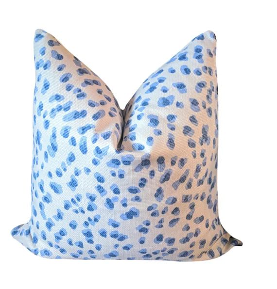 rack leopard // blue & white // rack leopard // leopard pillow // animal print // ballard designs... | Etsy (US)