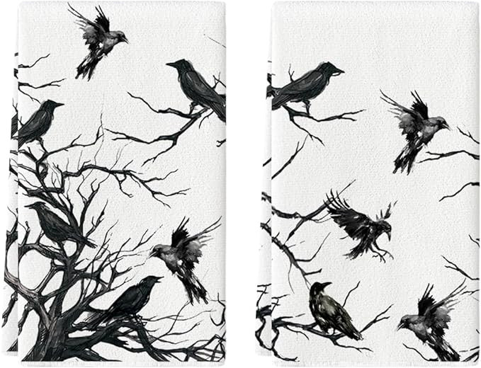 Artoid Mode Silhouette Tree Branches Crows Halloween Kitchen Towels Dish Towels, 18x26 Inch Seaso... | Amazon (US)