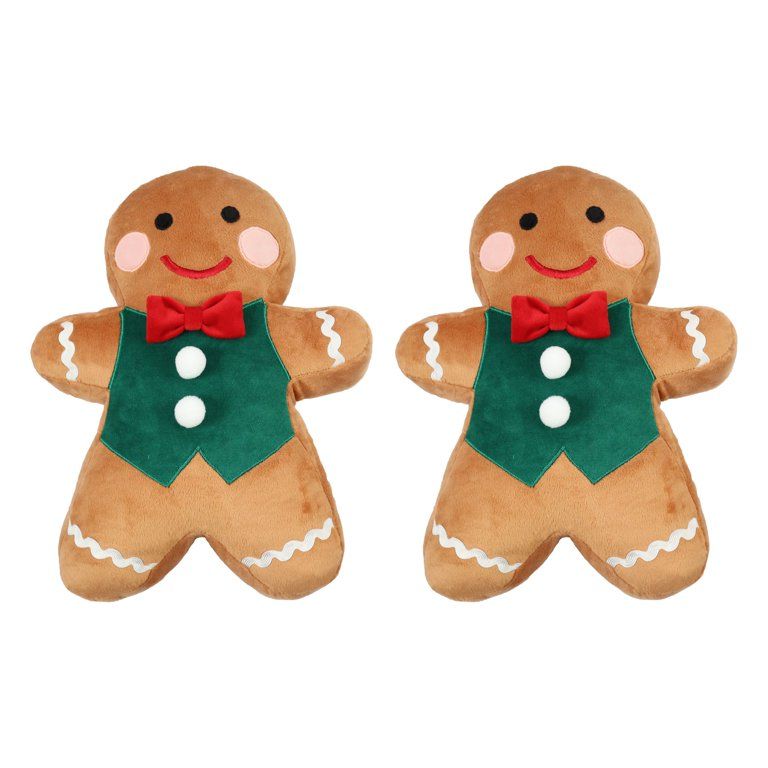 Holiday Time Gingerbread People with Green Vests Christmas Decorative Pillows, 2 Count Per Pack | Walmart (US)