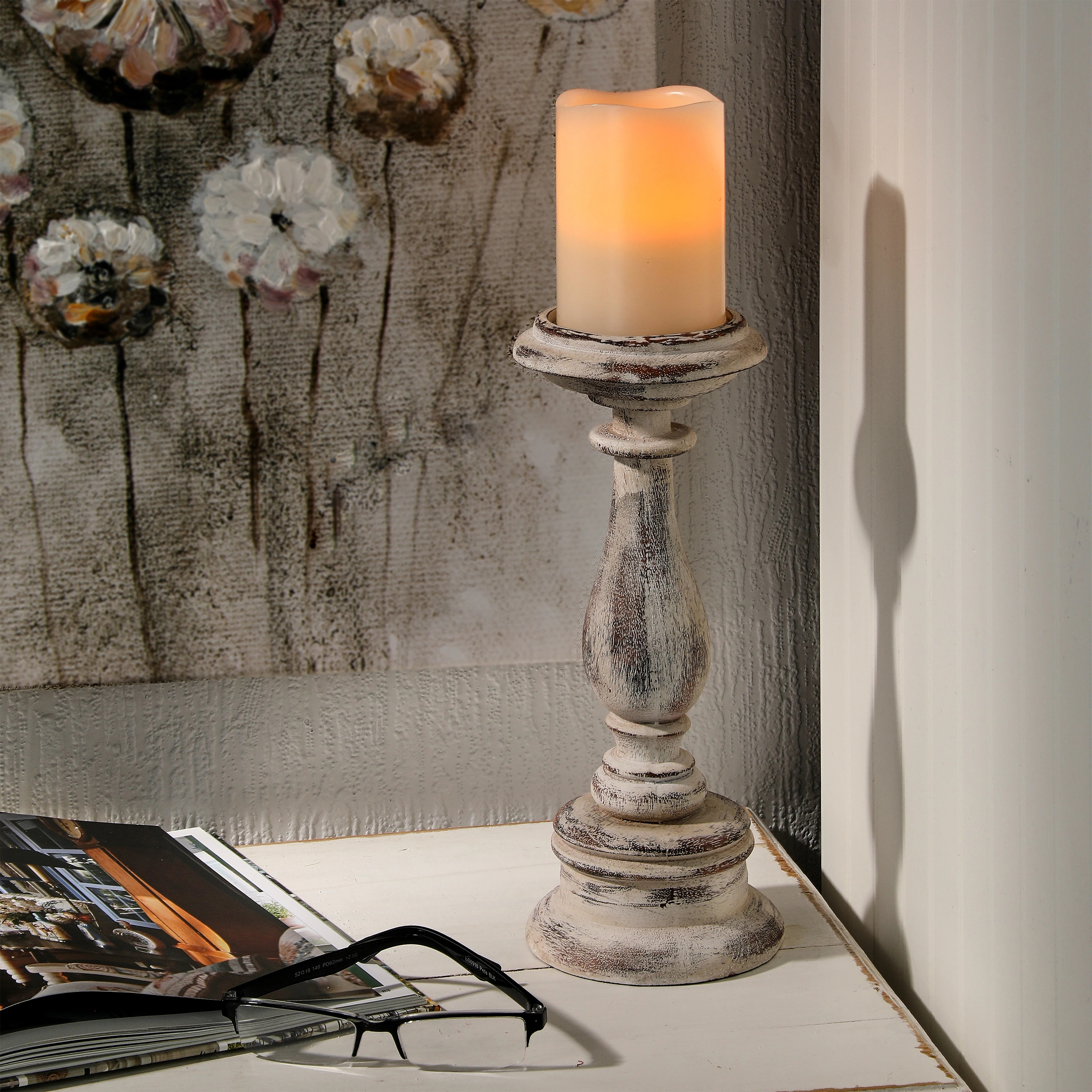 Resin 'Turned Wood' Candle Stick 11.25 | Bed Bath & Beyond