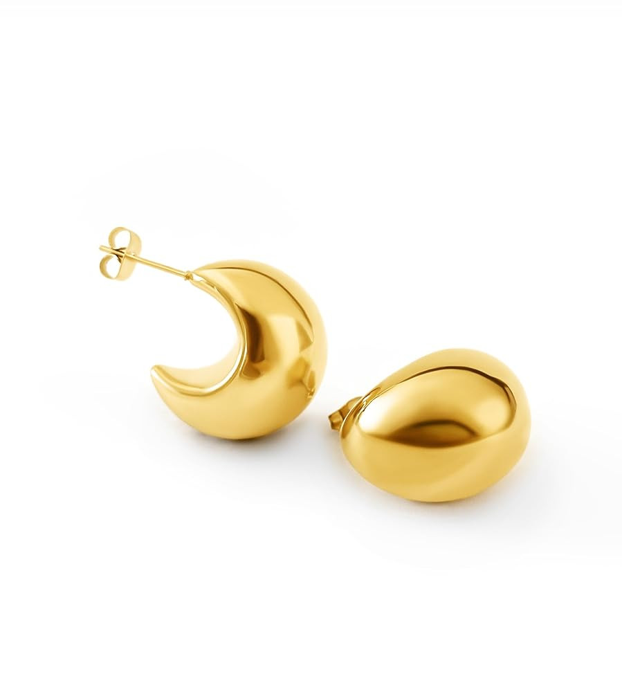 Altitude Boutique 18kt Gold Chunky Bubble Hoop Earrings For Women | Gold Plated Hollow Earrings |... | Amazon (US)