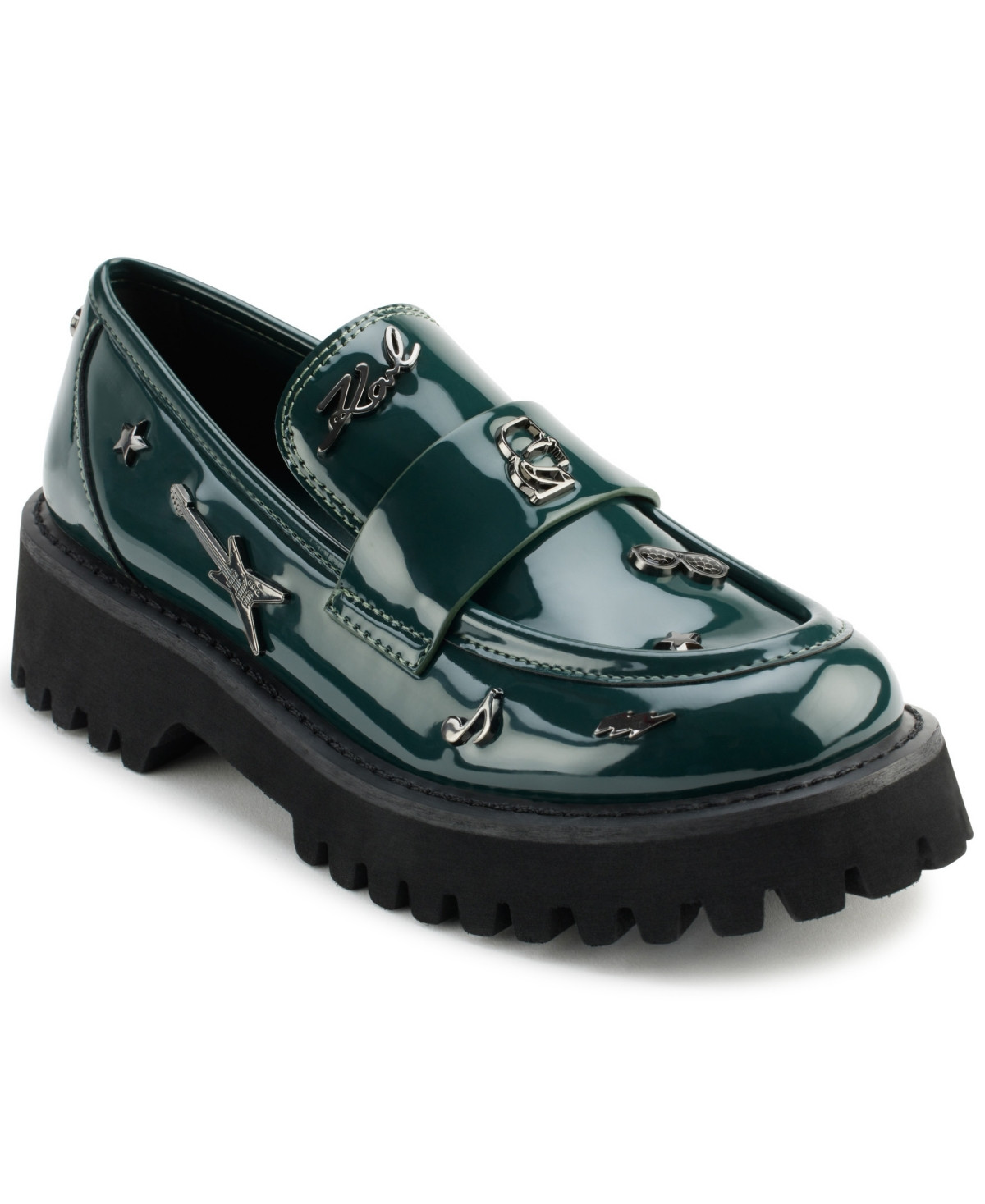 Karl Lagerfeld Paris Women's Gaston Rocker Almond Toe Lug Loafers - Forest Green | Macy's