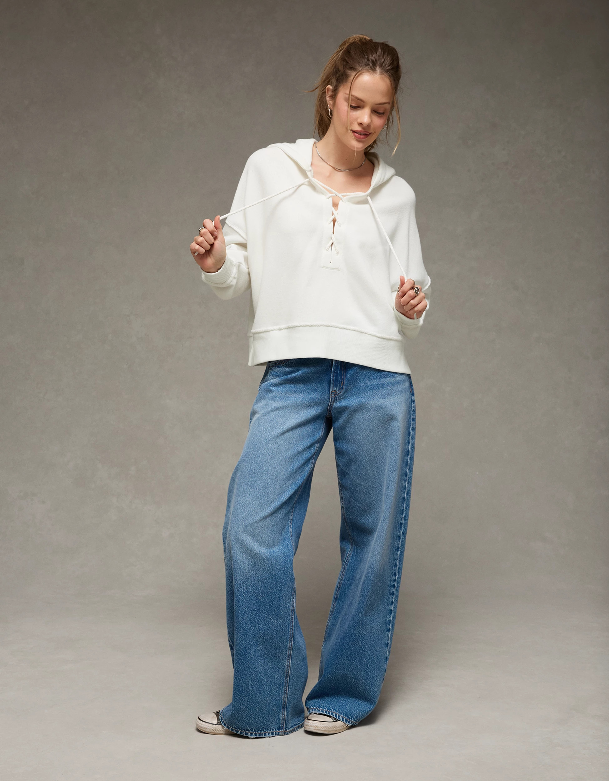 AE Big Hug Lace-Up Hoodie | American Eagle Outfitters (US & CA)