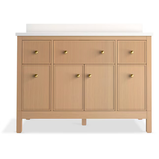 KOHLER Malin by Studio McGee 48-in White Oak Undermount Single Sink Bathroom Vanity with White Qu... | Lowe's