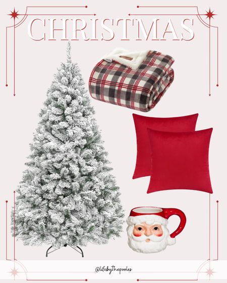 Christmas decor, flocked Christmas tree, red Christmas decor, plaid Christmas decor, Sherpa throw blanket, cozy Christmas bedroom, Christmas living room decor #LTKchristmas #christmas #christmasdecor #holidaydecor 

#LTKHoliday #LTKhome #LTKSeasonal
