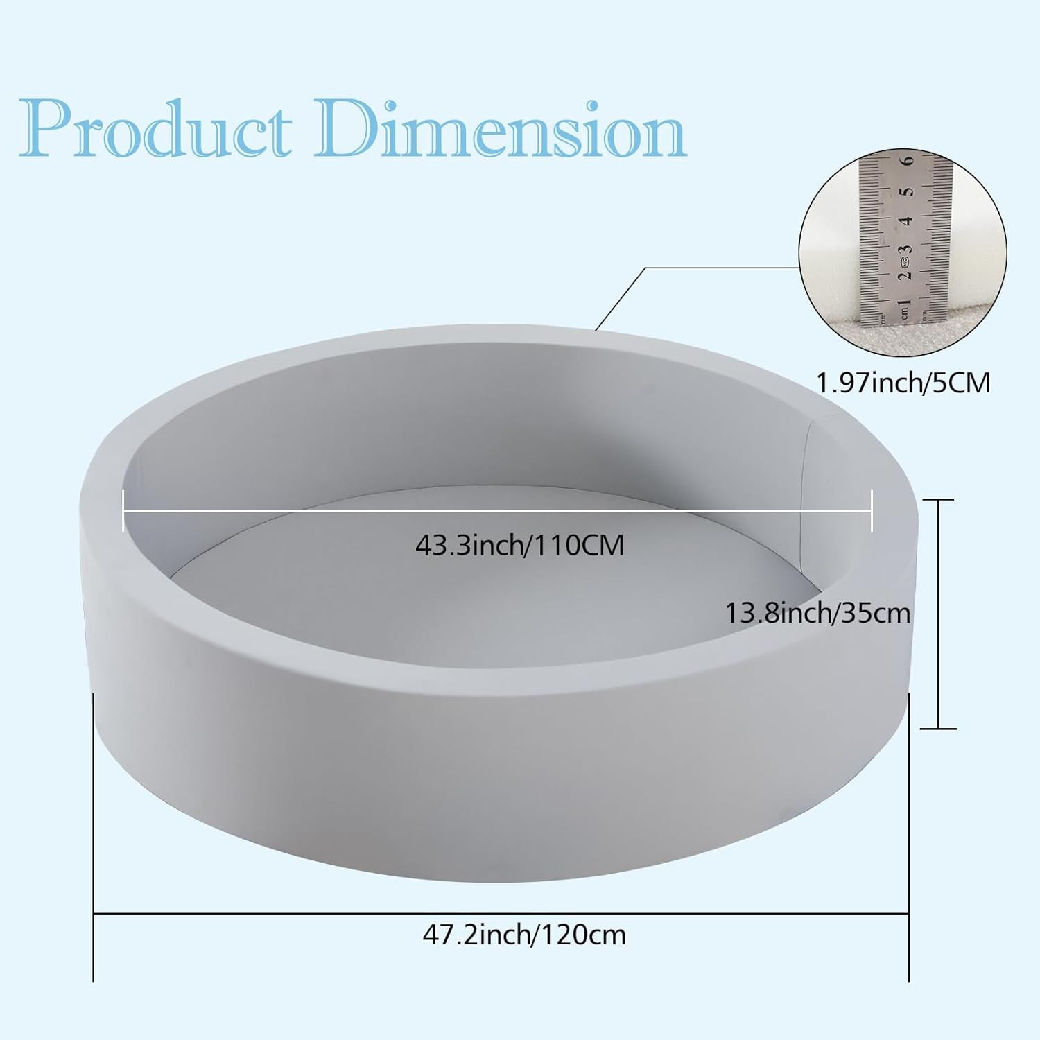 Foam Ball Pit, 47.2"x 13.8" Large Ball Pits for Toddlers, Soft Round Kiddie Baby Playpen Ball Poo... | Amazon (US)