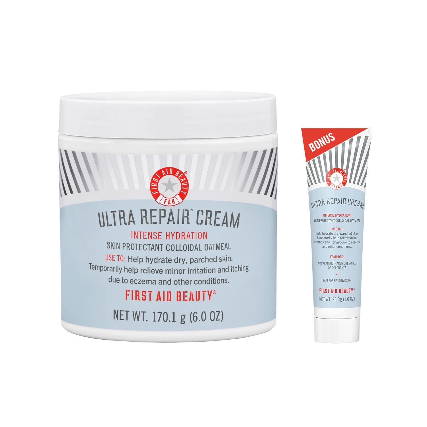 First Aid Beauty Ultra Repair Cream Intense Hydration Moisturizer for Face and Body Bundle – Cl... | Amazon (US)