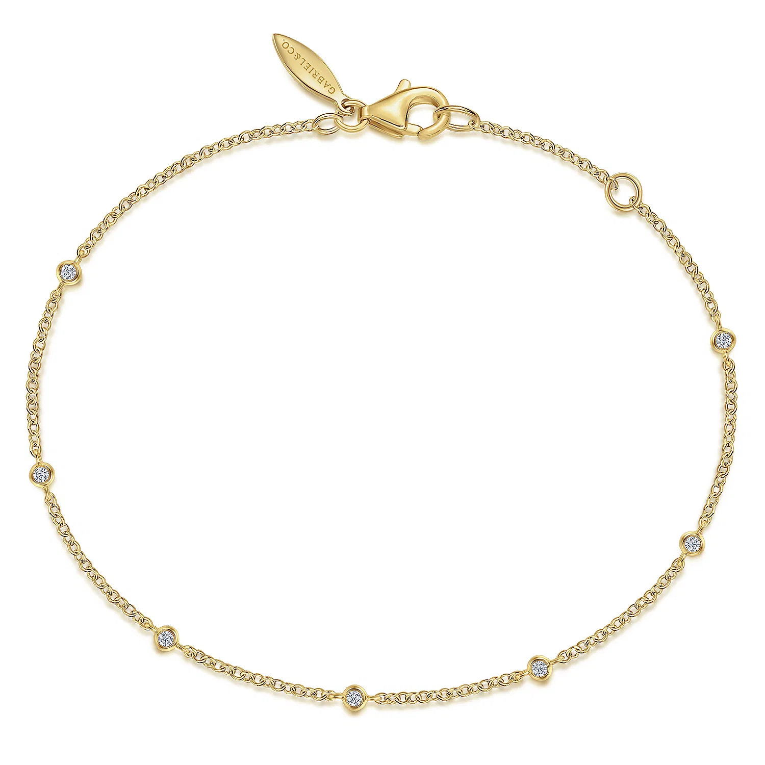 14K Yellow Gold Diamond Stations Chain Bracelet | Gabriel & Co. Fine Jewelry And Bridal
