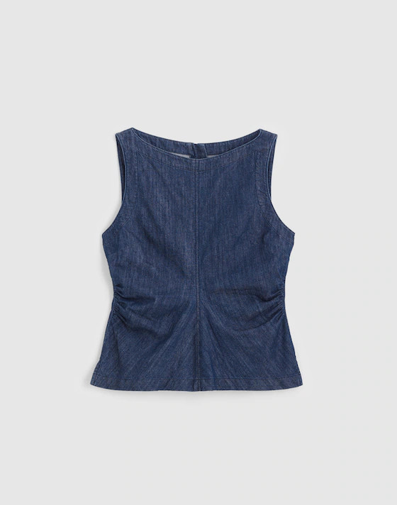 Denim Ruched Boatneck Shell Top | Madewell