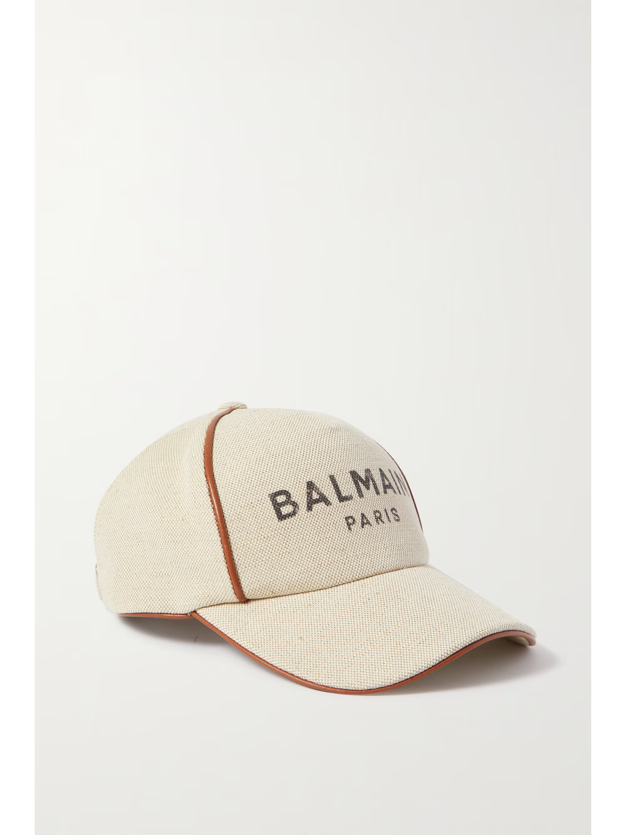 Leather-trimmed printed cotton and linen-blend canvas baseball cap | NET-A-PORTER (US)