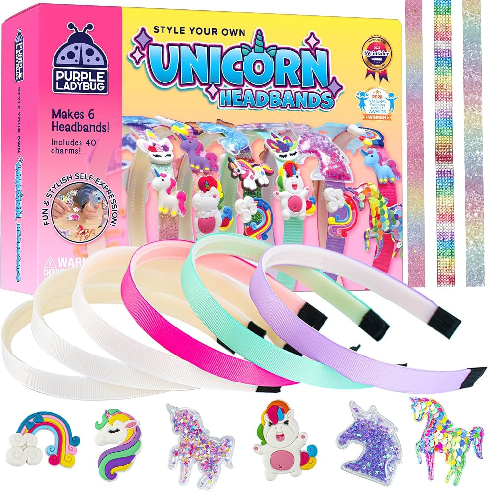 PURPLE LADYBUG Unicorn Headband Making Kit - Unicorn Crafts for Girls Ages 4-9, Birthday Gifts, V... | Amazon (US)