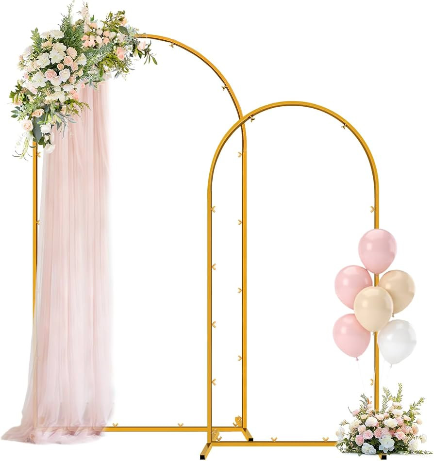 Metal Arch Backdrop Stand, 7.2FT+6FT Wedding Arches Frame, Gold Wedding Arch Backdrop Stand Set o... | Amazon (US)