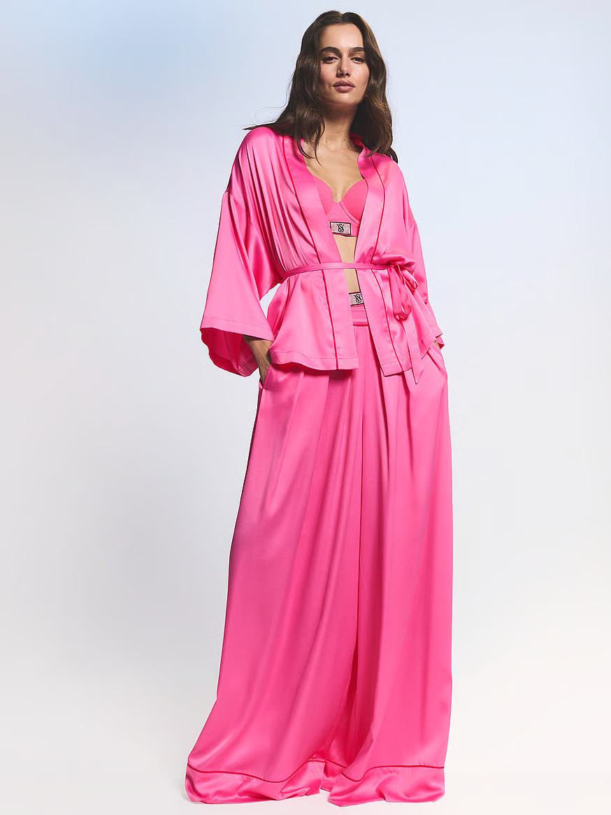 Buy Glazed Satin Mini Robe, Hollywood Pink - Order Robes online - Victoria's Secret US | Victoria's Secret (US / CA )