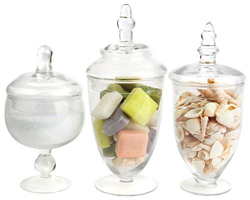 Amazon.com: Mantello Decor Glass Apothecary Jars (Clear, Small, Set of 3) : Home & Kitchen | Amazon (US)