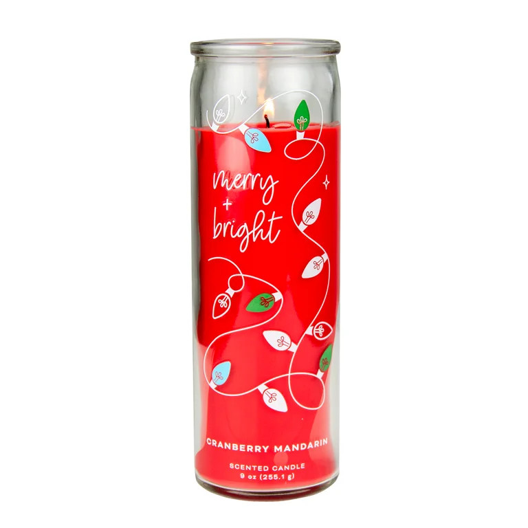 Mainstays 9oz Scented Single Wick Holiday Candle, Cranberry Mandarin | Walmart (US)