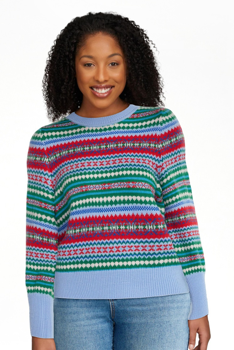 Free Assembly Women's and Women’s Plus Fair Isle Pullover Sweater with Tall Cuffs, Midweight, S... | Walmart (US)
