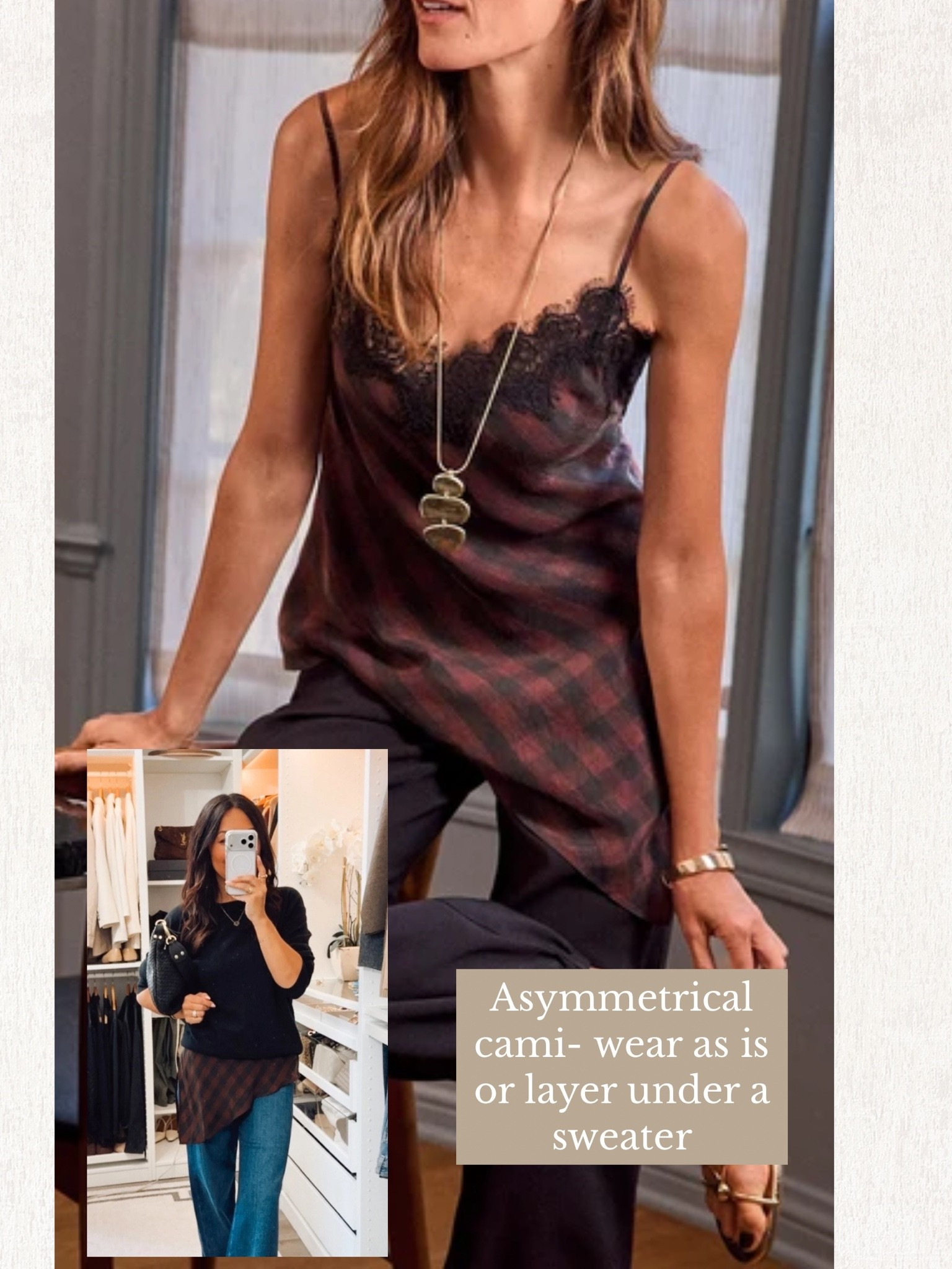 Love this cami- perfect for the season 
fits TTS