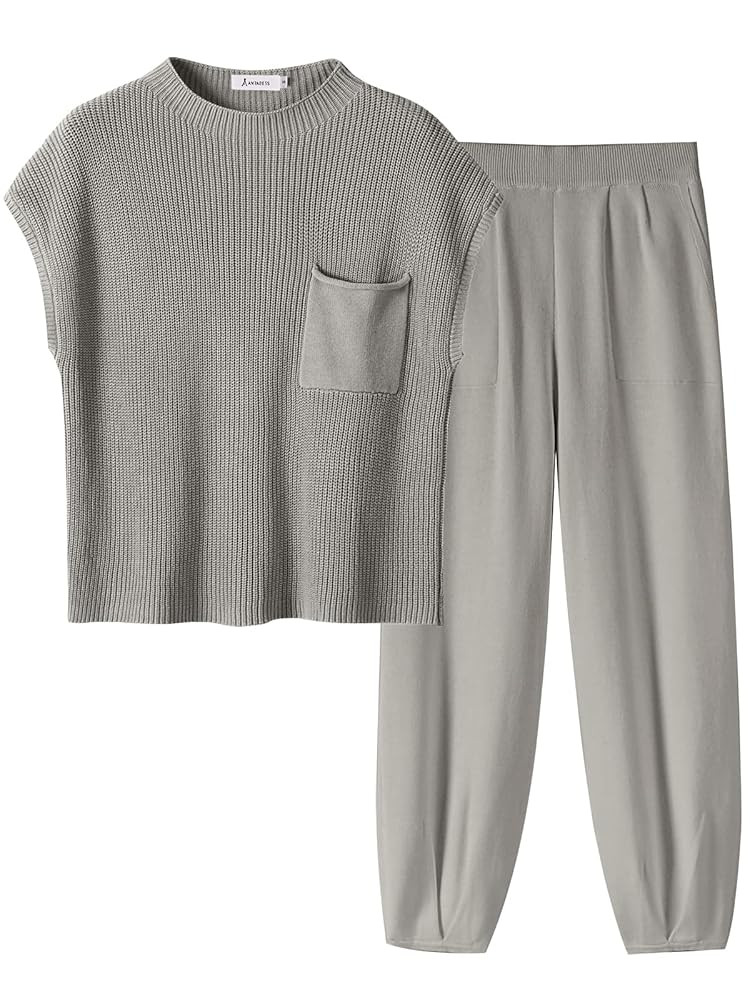 ANRABESS Women's Two Piece Outfits Knit Sweater Vest Crop Top Pants Lounge Matching Tracksuit Swe... | Amazon (US)
