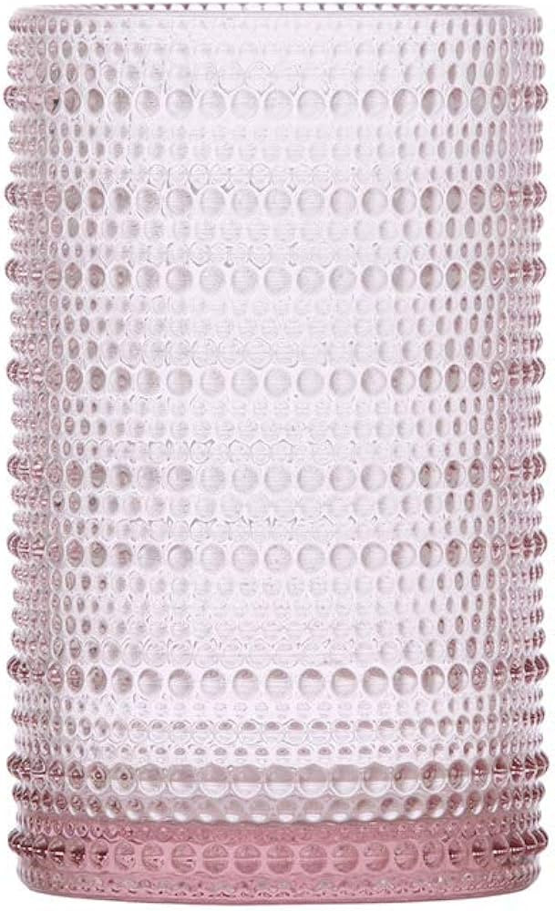 Fortessa Jupiter Beaded Hobnail Glass, 13 Ounce Iced Beverage (Set of 6), Pink | Amazon (US)