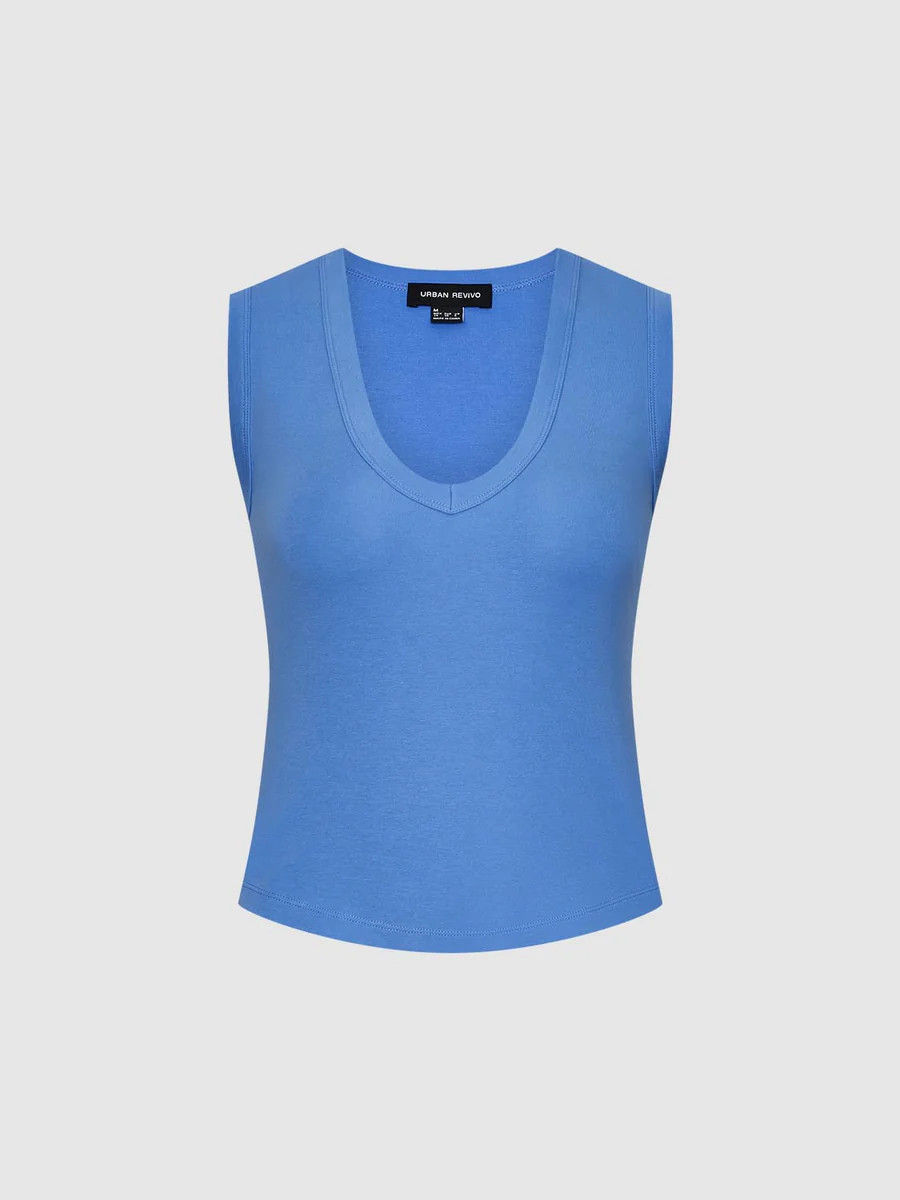 U-Neck Sleeveless Tank Tops | Urban Revivo