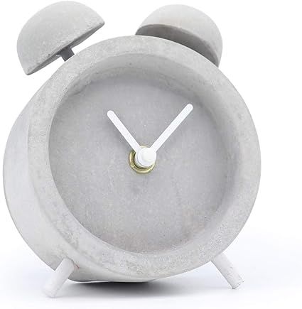 Driini Concrete Twin Bell Desk and Table Clock - Battery Operated with Precise Silent Sweep Movem... | Amazon (US)