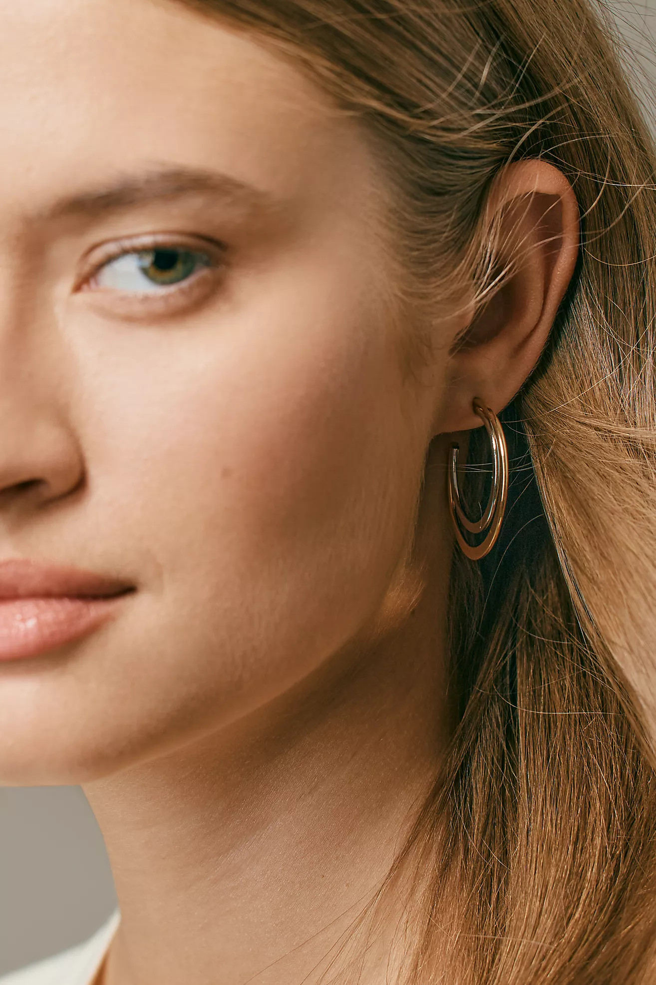 Two-Tone Flat Hoop Earrings | Anthropologie (US)