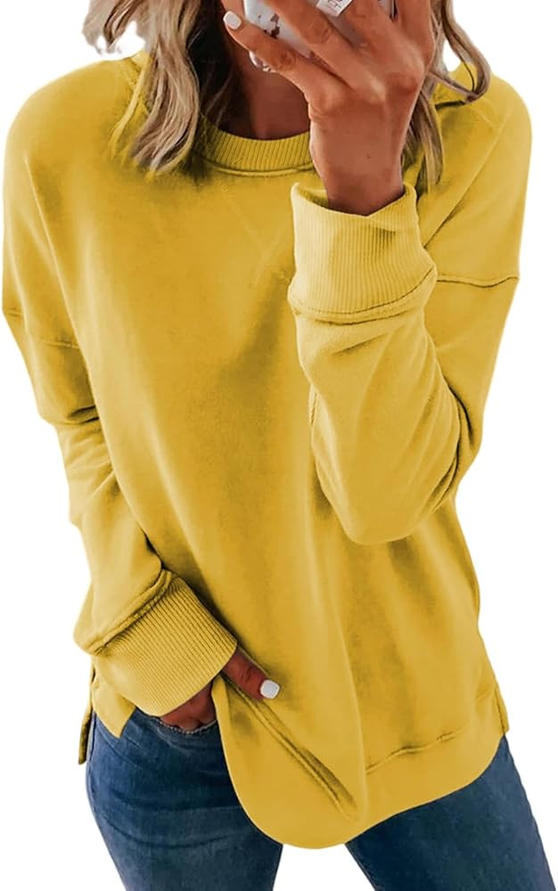 Dokotoo Women's Casual Crew Neck Sweatshirt Loose Soft Long Sleeve Pullover Tops | Amazon (US)