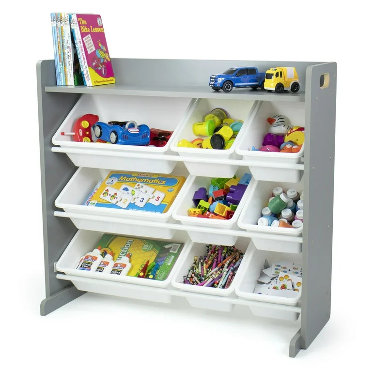 Humble Crew Toy Storage Organizer with Shelf and 9 Storage Bins, Gray | Walmart (US)