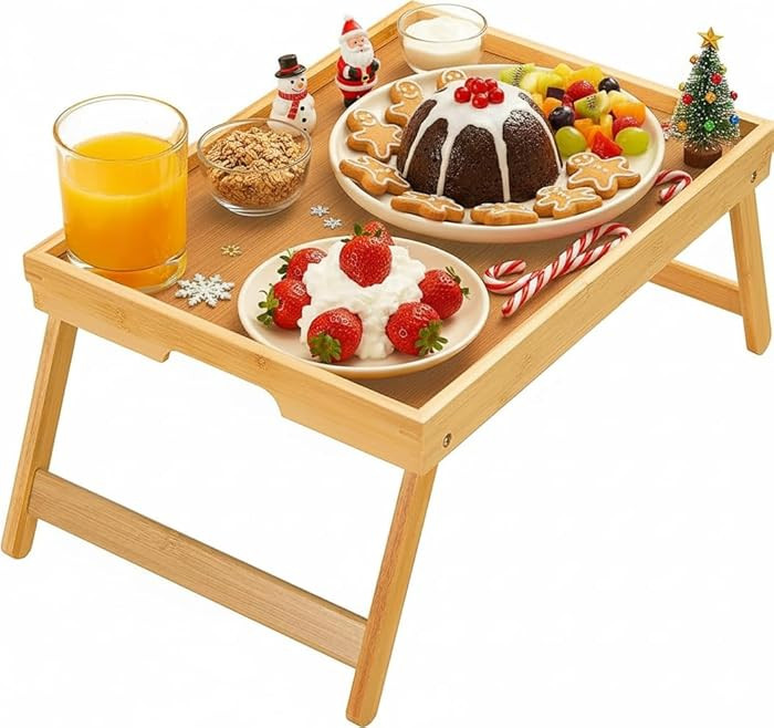 Bamboo Bed Tray Table with Foldable Legs, Breakfast Tray for Sofa, Bed, Eating, Working, Used As ... | Amazon (US)