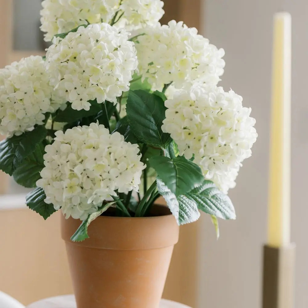 23" Artificial White Potted Hydrangea Plant | CG Hunter