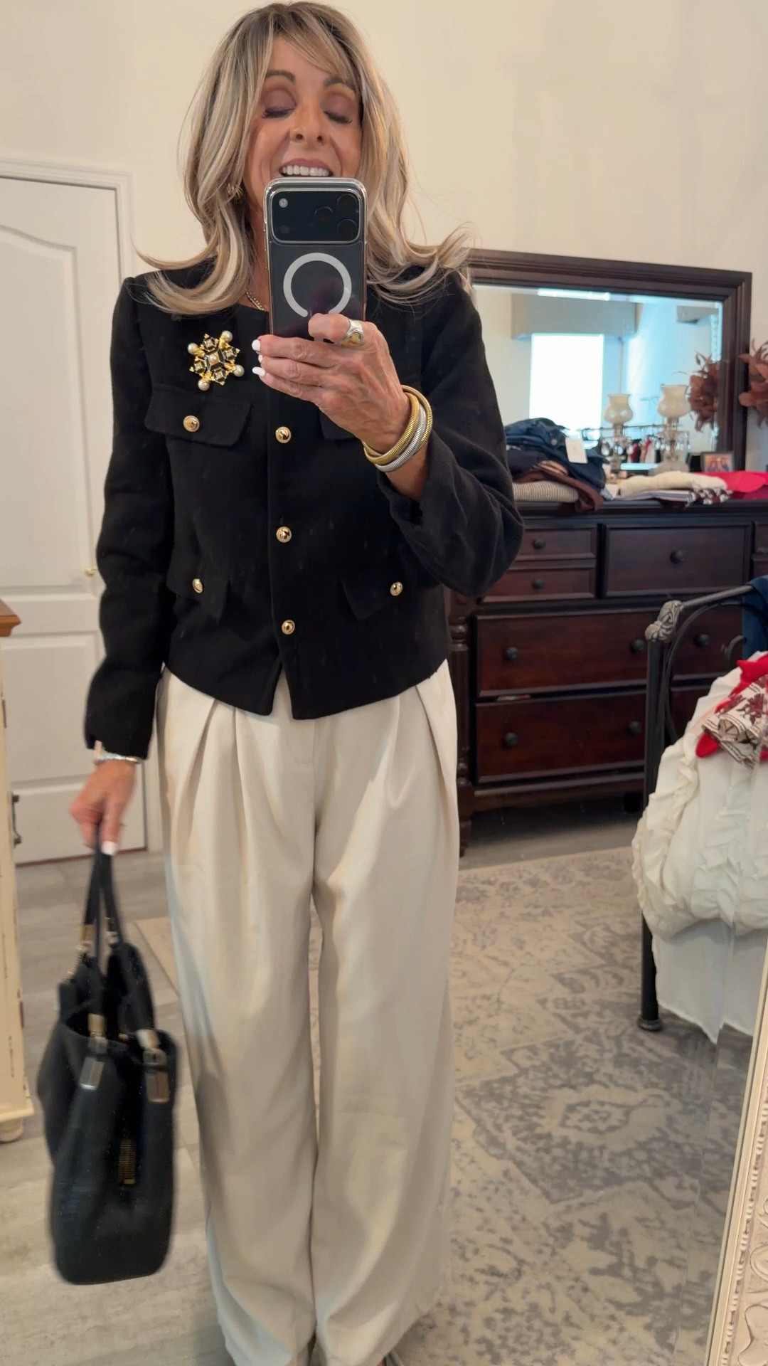 This classic jacket is a keeper! I love dressing it up or down. Wearing a vintage brooch and carrying an old Coach bag. Wearing a small in the jacket.

#LTKOver40 #LTKSaleAlert #LTKWorkwear