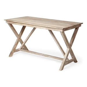 Merana Tracy (54" Wide) X Frame Light Brown Solid Wood Desk | Homesquare