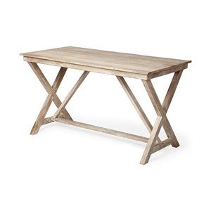 Merana Tracy (54" Wide) X Frame Light Brown Solid Wood Desk | Homesquare