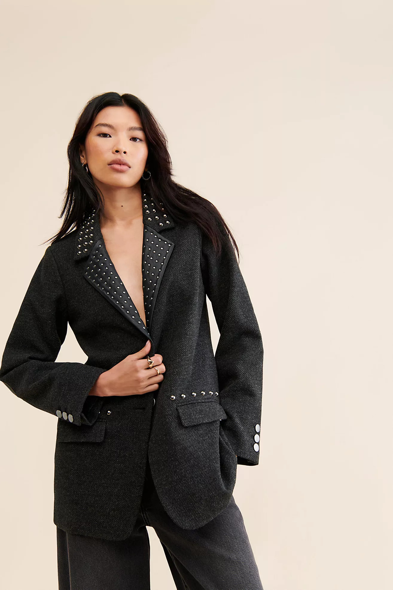 One Teaspoon Charcoal Studded Blazer | Free People (Global - UK&FR Excluded)