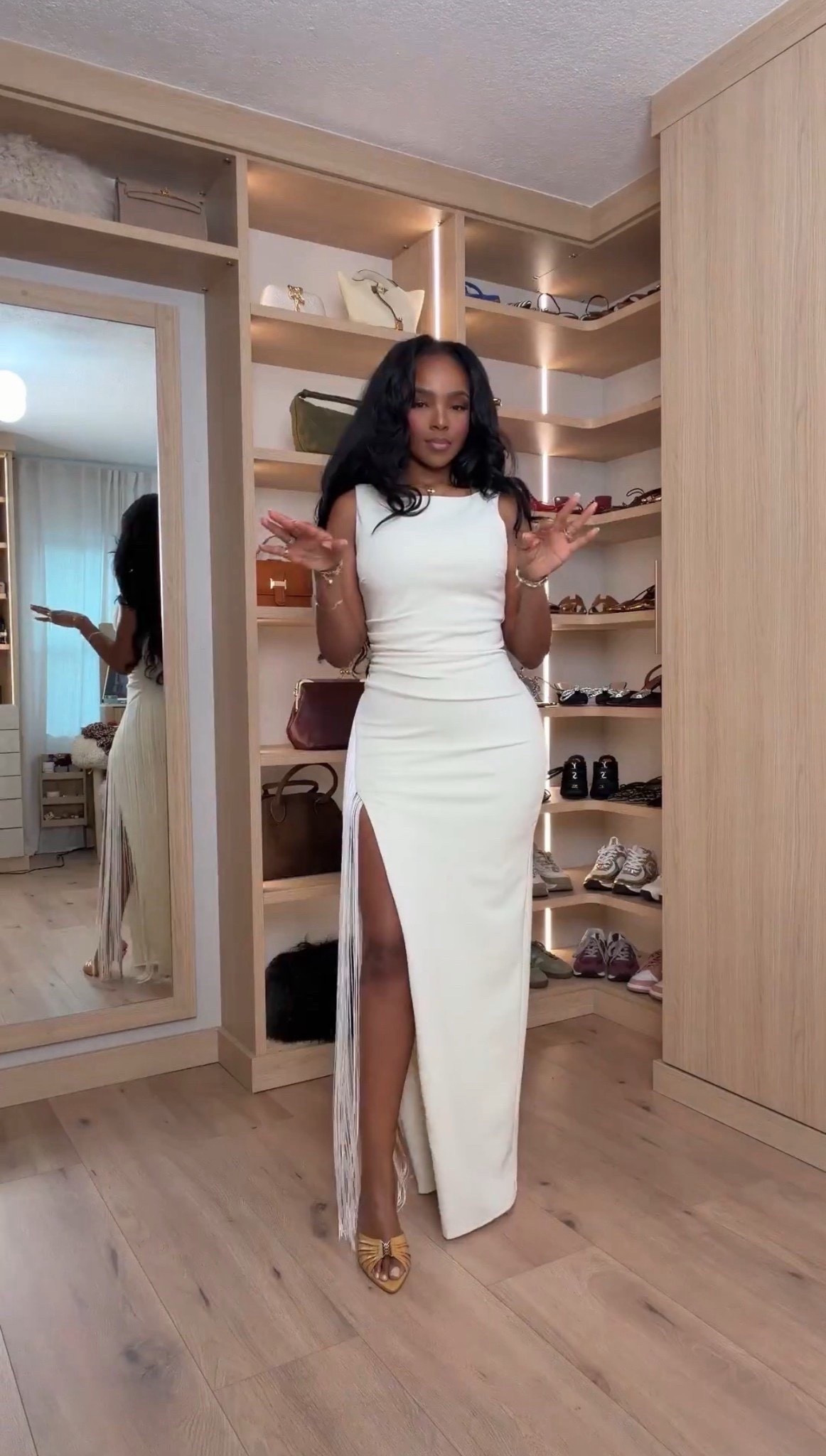 A timeless white maxi moment — clean, sculpting, and effortlessly striking. The sleek silhouette paired with the high slit and subtle fringe detail creates that perfect balance of minimal and dramatic. Finished with metallic heels for a polished, elevated touch.

Perfect for holiday parties, winter celebrations, and elegant evening events.

📏 Sizing:
Dress — Small
📏 Measurements: 5’4” • 138 lbs • 34D • 27” waist • 40” hips

white maxi dress outfit ideas, elegant holiday looks, winter event dress, chic neutral evening style, elevated minimalist fashion

✨ everything linked below for easy shopping

follow me on instagram and youtube @kirasfashionfinds



#LTKootd #LTKgrwm